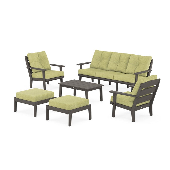 Lakeside 6-Piece Lounge Sofa Set in Vintage Finish