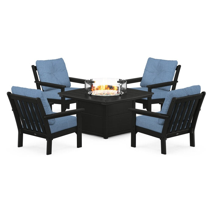 Vineyard 5-Piece Conversation Set with Fire Pit Table