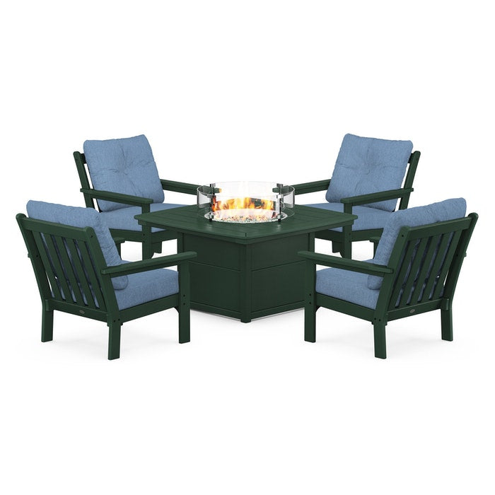 Vineyard 5-Piece Conversation Set with Fire Pit Table