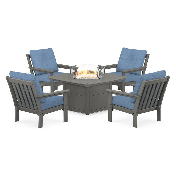 Vineyard 5-Piece Conversation Set with Fire Pit Table