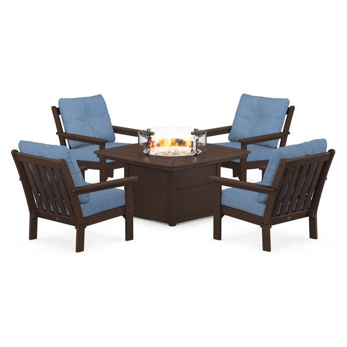 Vineyard 5-Piece Conversation Set with Fire Pit Table