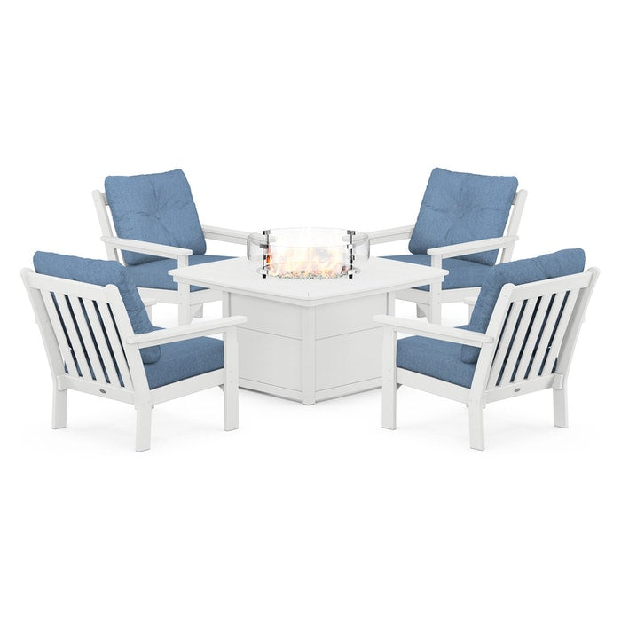 Vineyard 5-Piece Conversation Set with Fire Pit Table