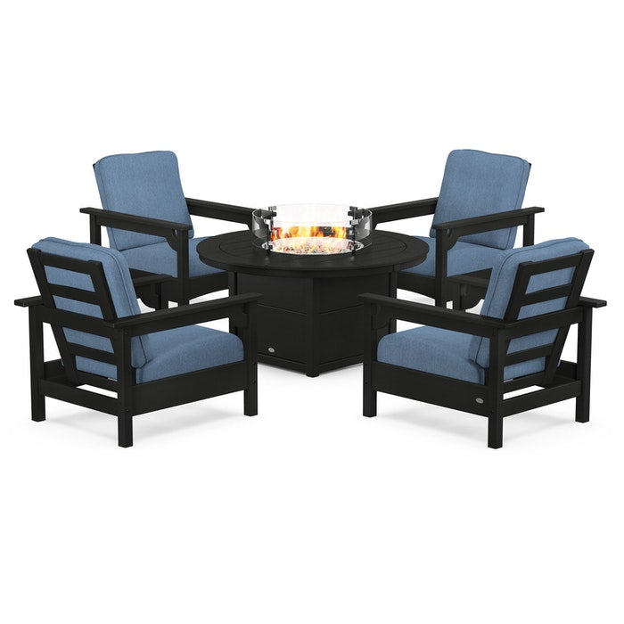 Club 5-Piece Conversation Set with Fire Pit Table