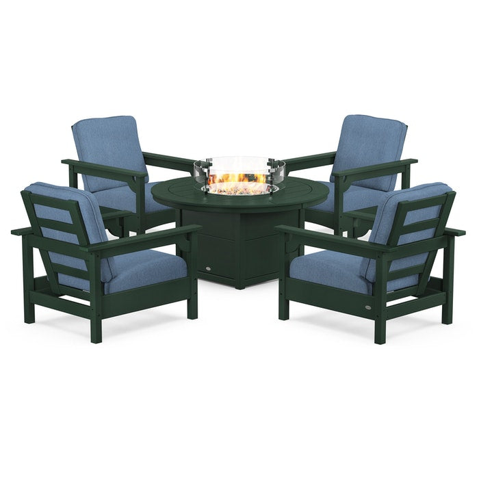 Club 5-Piece Conversation Set with Fire Pit Table