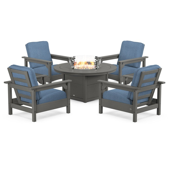 Club 5-Piece Conversation Set with Fire Pit Table