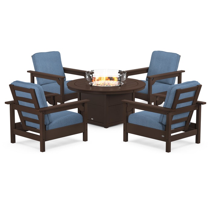 Club 5-Piece Conversation Set with Fire Pit Table