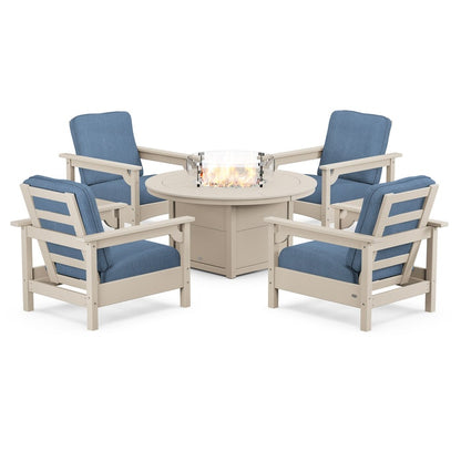 Club 5-Piece Conversation Set with Fire Pit Table