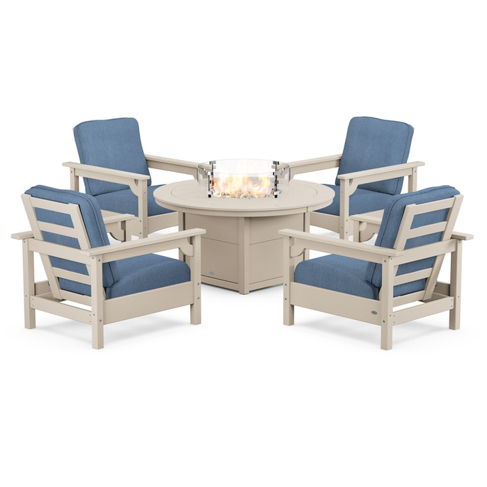 Club 5-Piece Conversation Set with Fire Pit Table