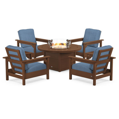 Club 5-Piece Conversation Set with Fire Pit Table