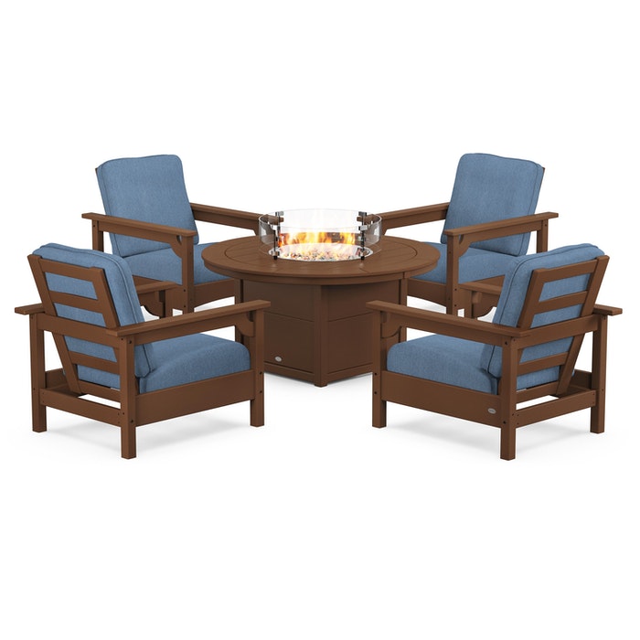 Club 5-Piece Conversation Set with Fire Pit Table