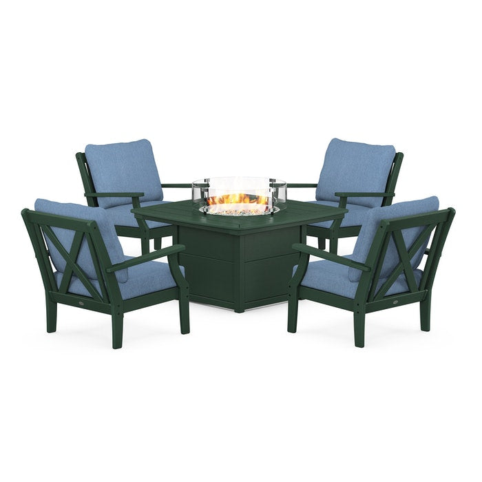 Braxton 5-Piece Deep Seating Conversation Set with Fire Pit Table