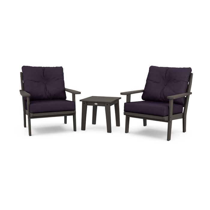 Lakeside 3-Piece Deep Seating Chair Set in Vintage Finish