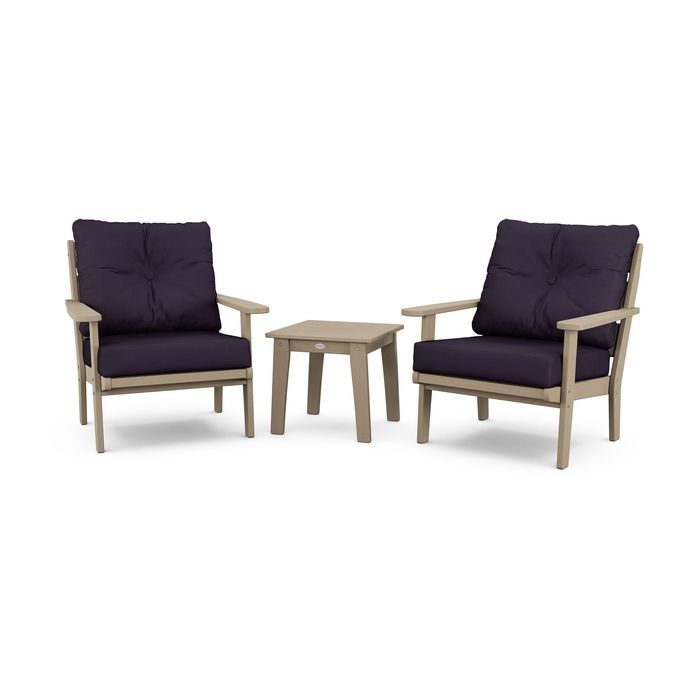 Lakeside 3-Piece Deep Seating Chair Set in Vintage Finish