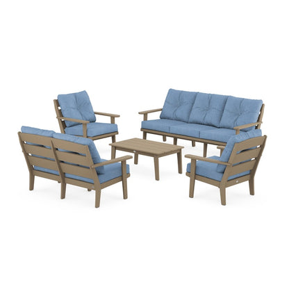 Lakeside 5-Piece Lounge Sofa Set in Vintage Finish