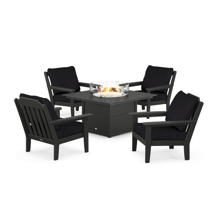 Country Living 5-Piece Deep Seating Set with Fire Pit Table