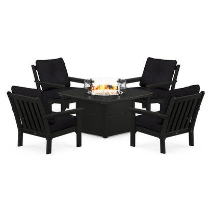 Vineyard 5-Piece Conversation Set with Fire Pit Table