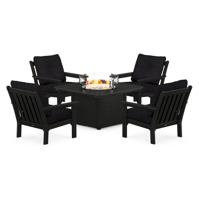 Vineyard 5-Piece Conversation Set with Fire Pit Table