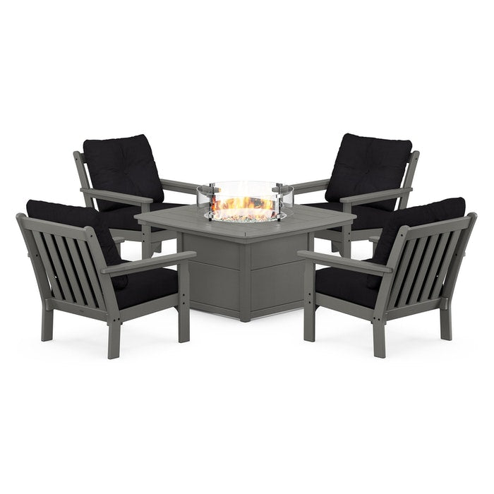 Vineyard 5-Piece Conversation Set with Fire Pit Table