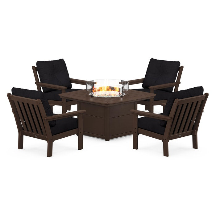 Vineyard 5-Piece Conversation Set with Fire Pit Table