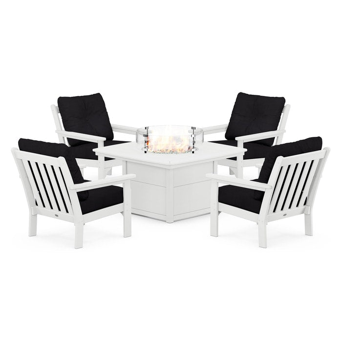 Vineyard 5-Piece Conversation Set with Fire Pit Table