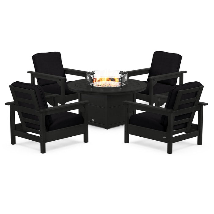 Club 5-Piece Conversation Set with Fire Pit Table