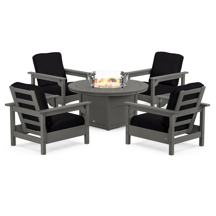 Club 5-Piece Conversation Set with Fire Pit Table