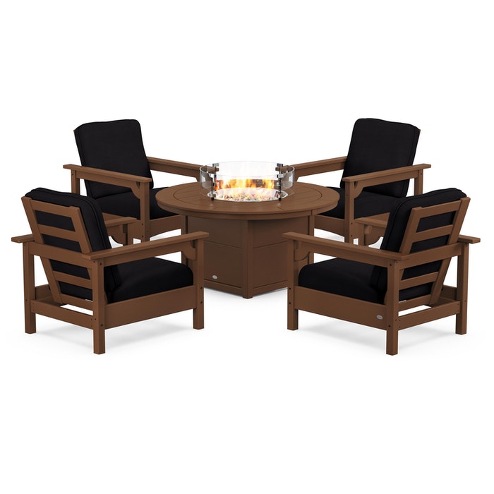 Club 5-Piece Conversation Set with Fire Pit Table