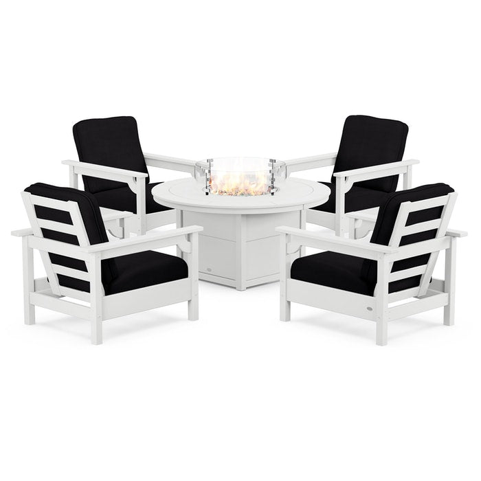 Club 5-Piece Conversation Set with Fire Pit Table