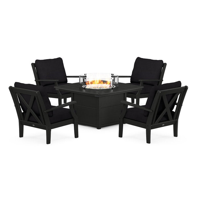 Braxton 5-Piece Deep Seating Conversation Set with Fire Pit Table