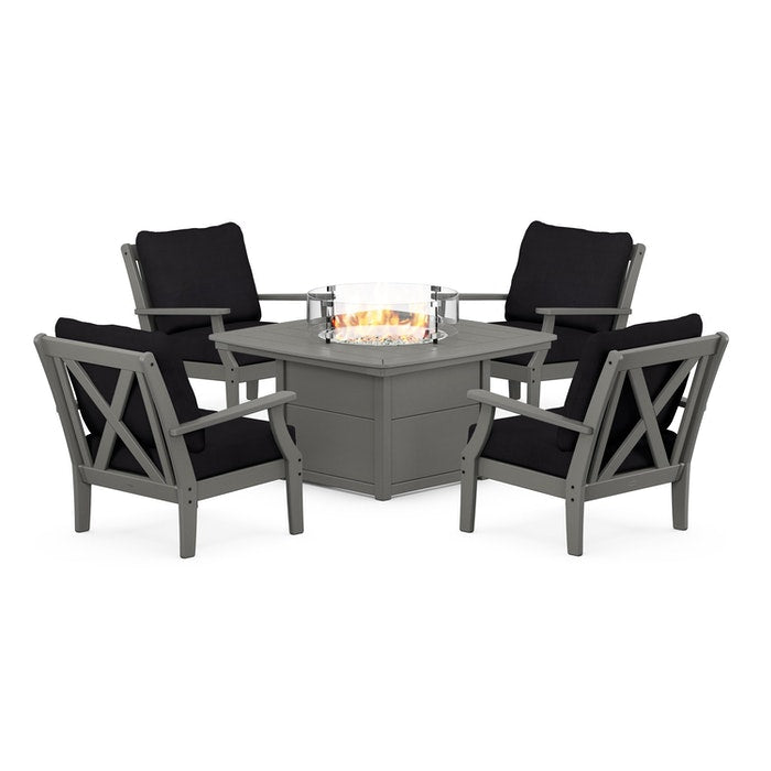 Braxton 5-Piece Deep Seating Conversation Set with Fire Pit Table