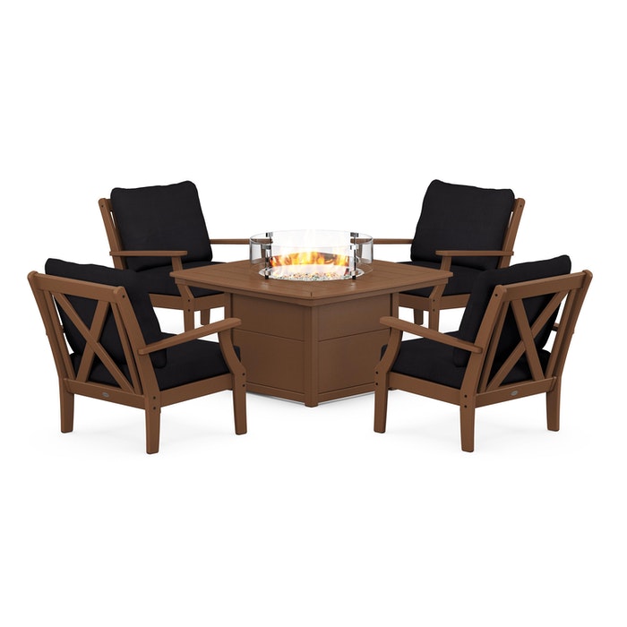 Braxton 5-Piece Deep Seating Conversation Set with Fire Pit Table