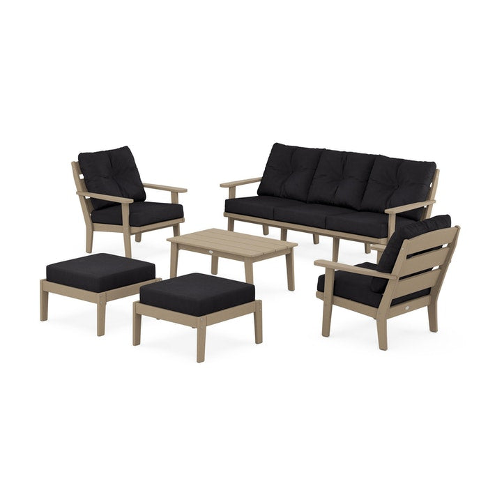 Lakeside 6-Piece Lounge Sofa Set in Vintage Finish