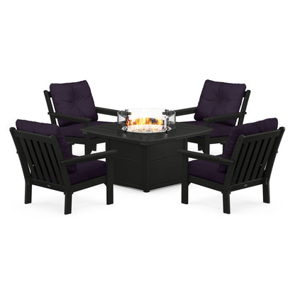 Vineyard 5-Piece Conversation Set with Fire Pit Table