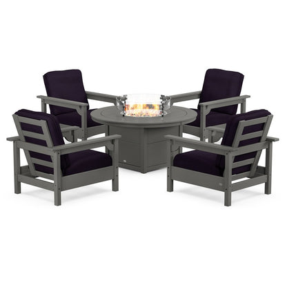 Club 5-Piece Conversation Set with Fire Pit Table