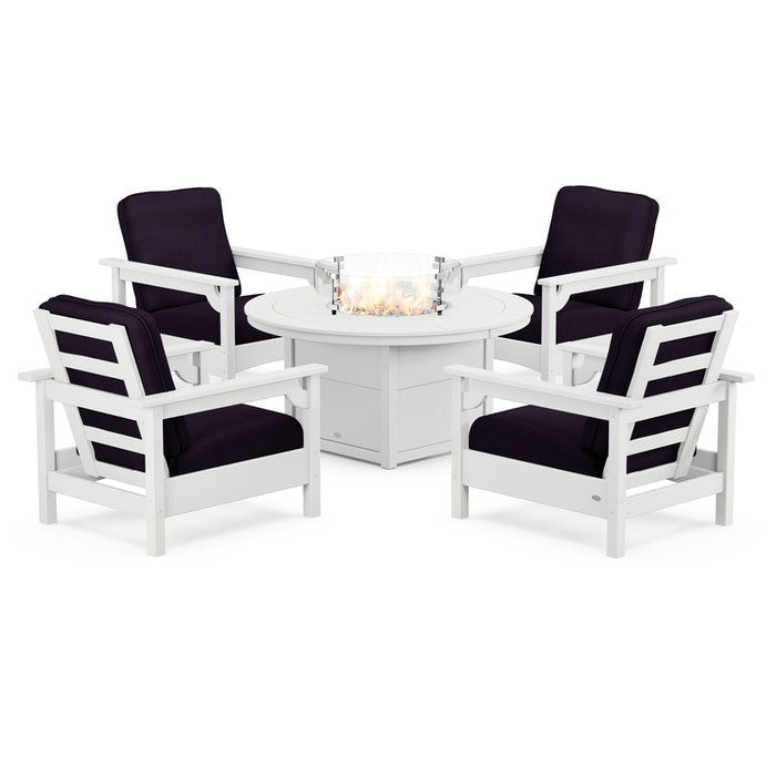 Club 5-Piece Conversation Set with Fire Pit Table