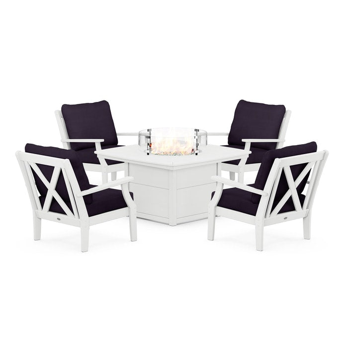 Braxton 5-Piece Deep Seating Conversation Set with Fire Pit Table