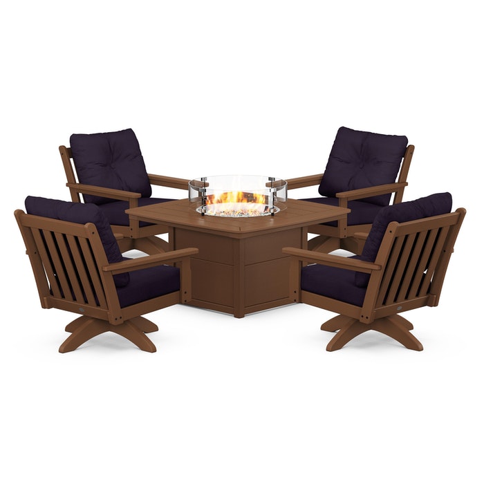 Vineyard 5-Piece Deep Seating Swivel Conversation Set with