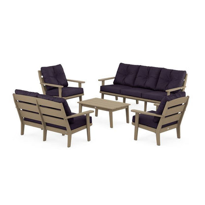 Lakeside 5-Piece Lounge Sofa Set in Vintage Finish