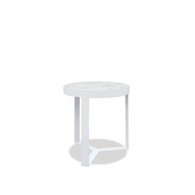 18" Honed Carrara Round End Table