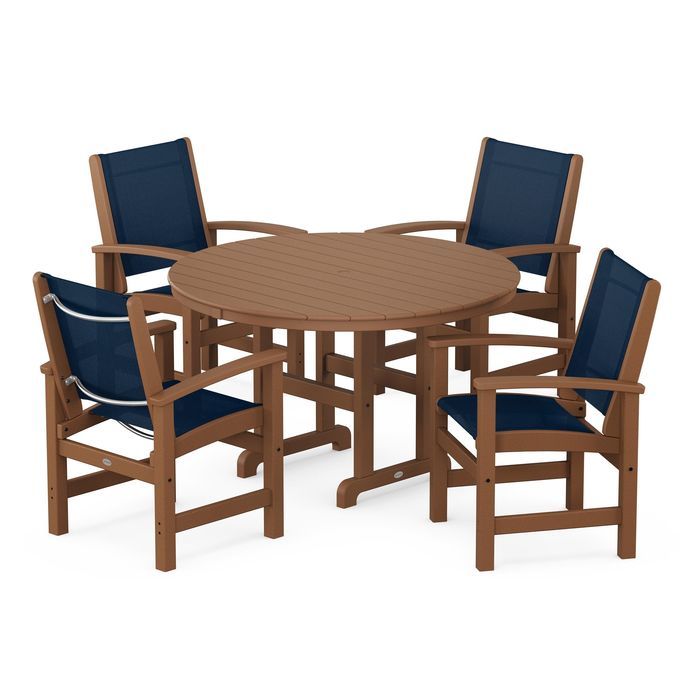 Coastal 5-Piece Round Farmhouse Dining Set
