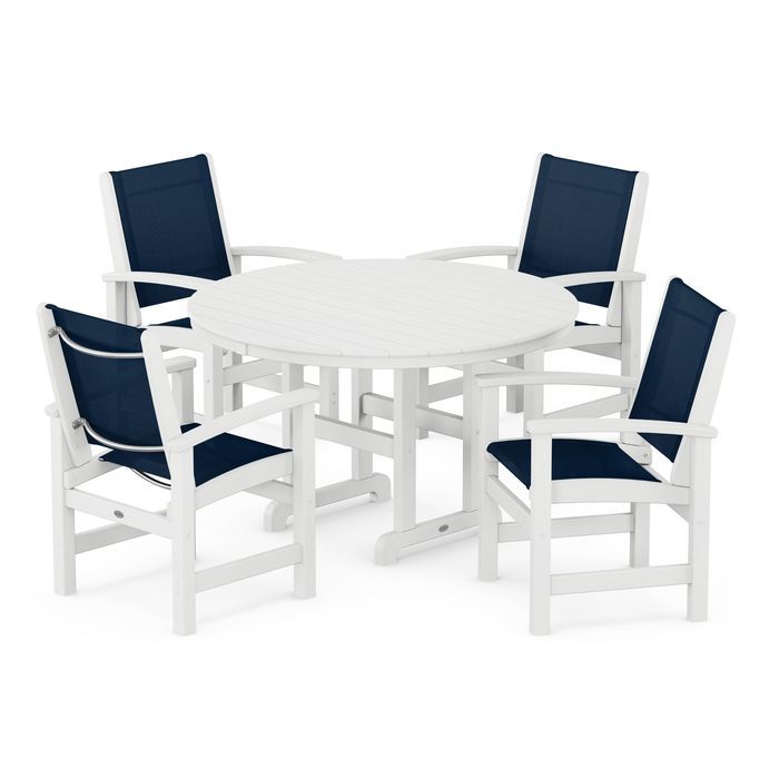 Coastal 5-Piece Round Farmhouse Dining Set
