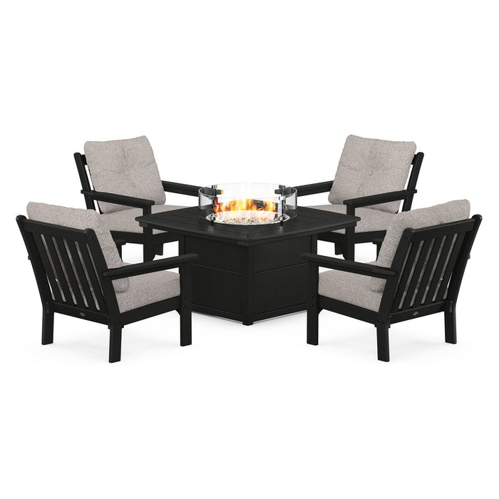 Vineyard 5-Piece Conversation Set with Fire Pit Table