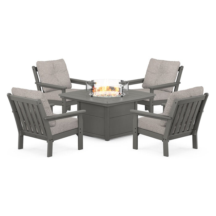 Vineyard 5-Piece Conversation Set with Fire Pit Table