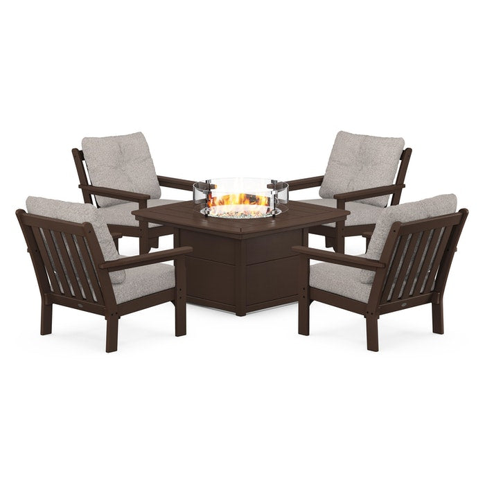 Vineyard 5-Piece Conversation Set with Fire Pit Table