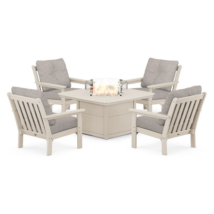 Vineyard 5-Piece Conversation Set with Fire Pit Table