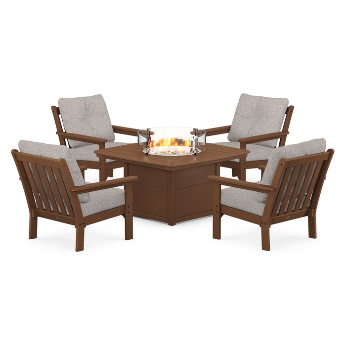 Vineyard 5-Piece Conversation Set with Fire Pit Table