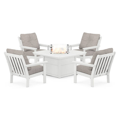 Vineyard 5-Piece Conversation Set with Fire Pit Table
