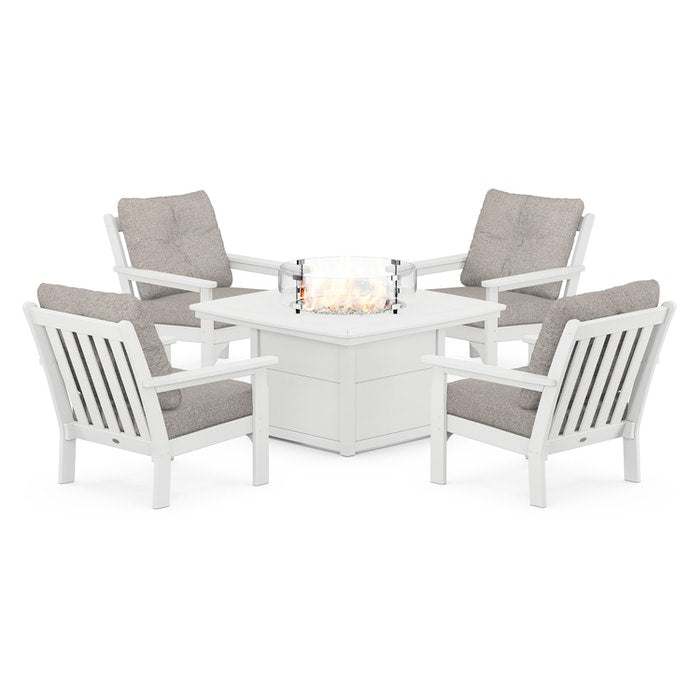 Vineyard 5-Piece Conversation Set with Fire Pit Table