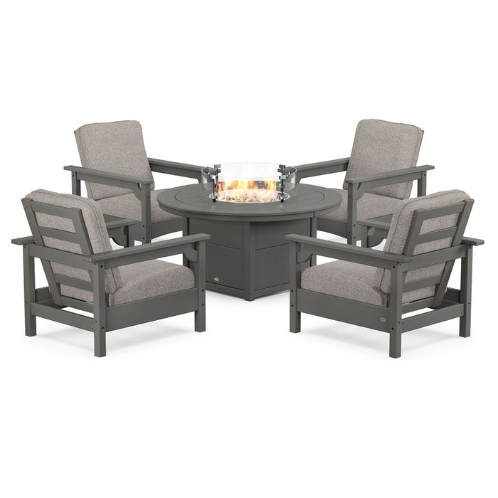 Club 5-Piece Conversation Set with Fire Pit Table