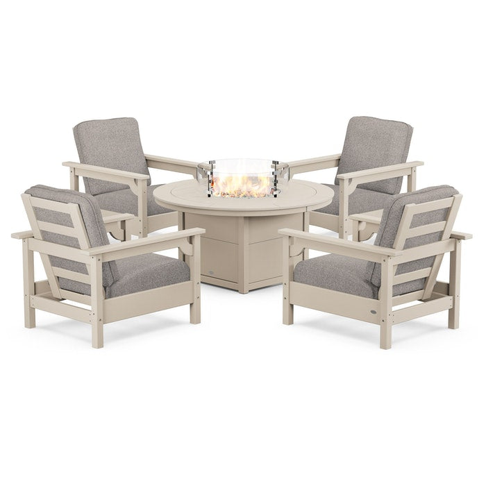 Club 5-Piece Conversation Set with Fire Pit Table